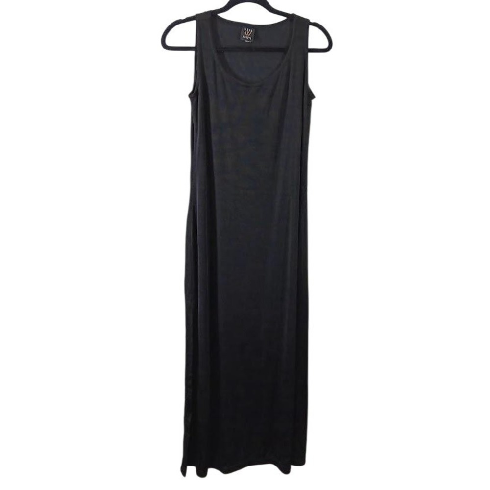 Wearabouts Dress Womens Medium Black‎ Maxi Tank Scoop Side Slit Stretch Jersey
